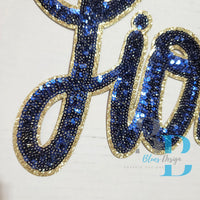 Hazel Blues® |  Lions Sequin Patch, Navy & GOLD Glitter Iron-on Patch