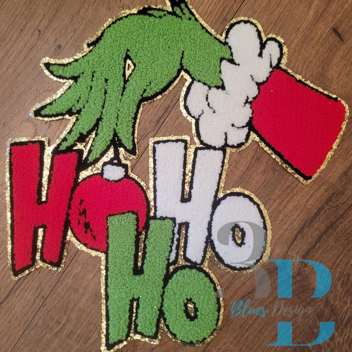 Hazel Blues® |  GRINCHY Ho Ho Ho Chenille Iron-on Patch