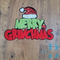 Hazel Blues® |  Merry Grinchmas Christmas Sequin & Chenille Iron-on Patch