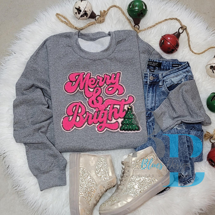 Hazel Blues® |  Merry and Bright: Black Sequins Script Iron-on Patch