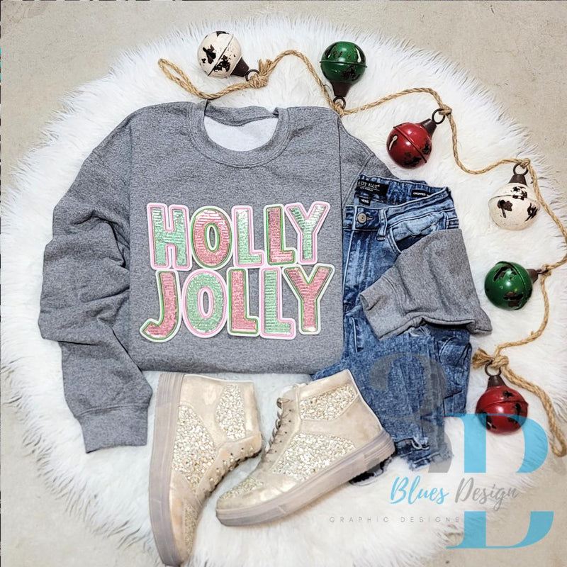 Hazel Blues® |  Pastel Holly Jolly Sequin Iron-on Patch