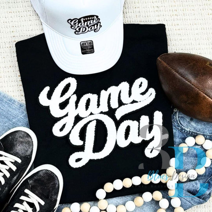 3Blues Designs |   White Game Day Patch Sweatshirt