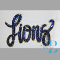 Hazel Blues® |  Lions Sequin Patch, Navy & GOLD Glitter Iron-on Patch