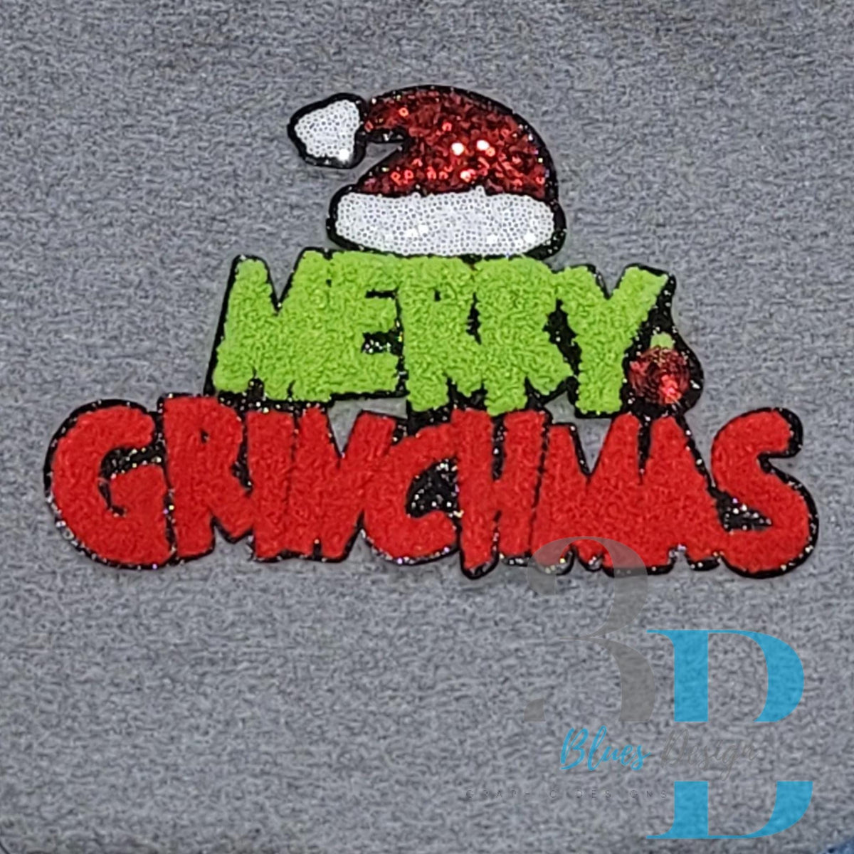 Hazel Blues® |  Merry Grinchmas Christmas Sequin & Chenille Iron-on Patch