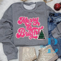 Hazel Blues® |  Merry and Bright: Silver Sequins Script Iron-on Patch