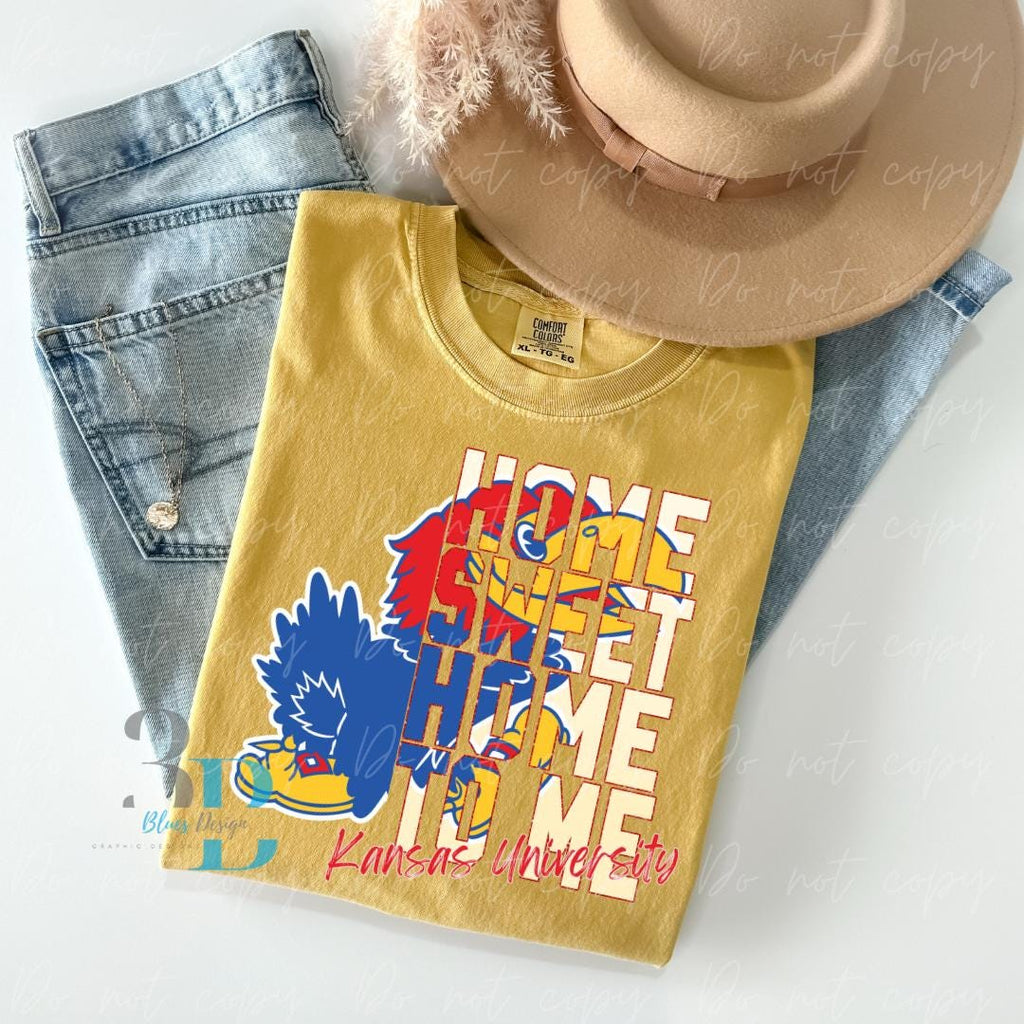 3Blues Designs |   Hazel Blues® |  Kansas University | KU | Home Sweet Home | Jayhawk | graphic for tshirts  png