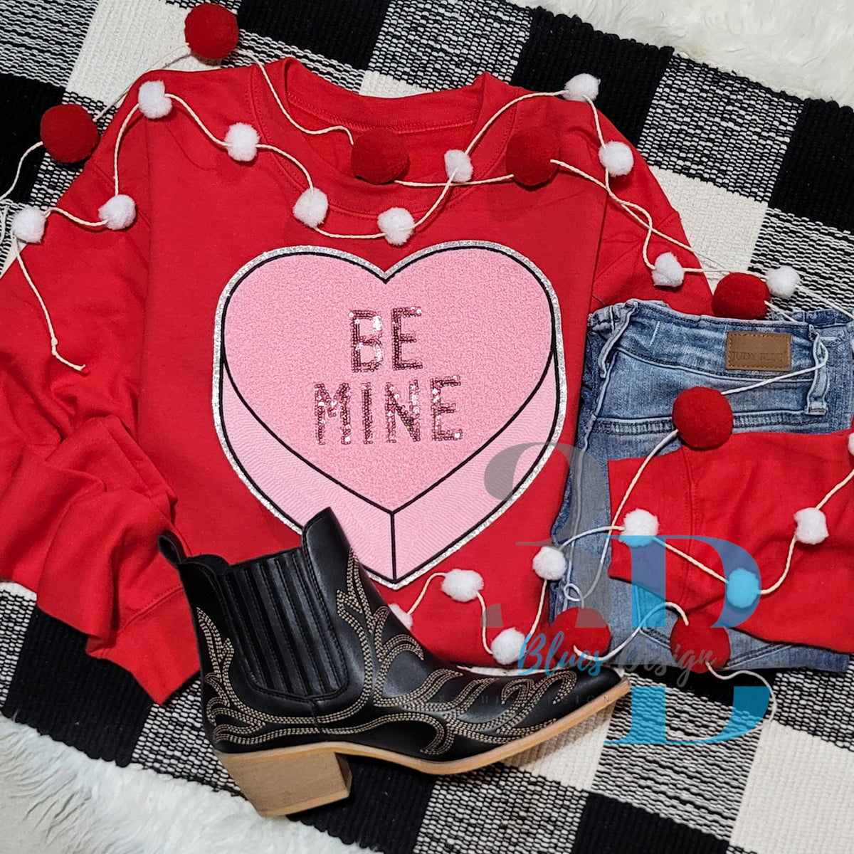 3Blues Designs | Be Mine Conversation Heart Iron-on Patch