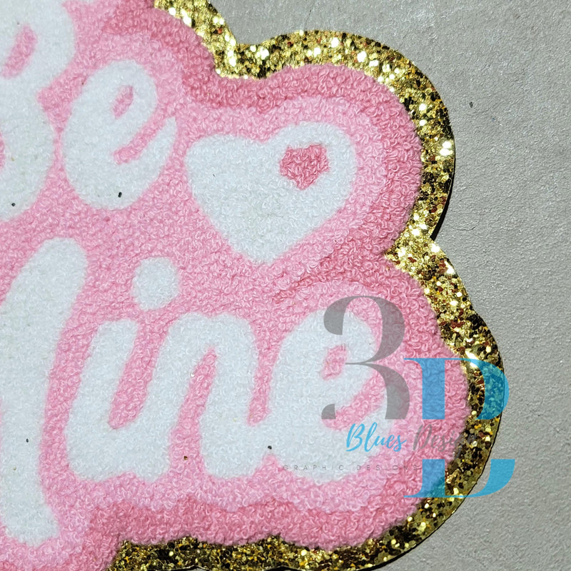 3Blues Designs |  3Blues Designs | Retro Be Mine LIGHT PINK Chenille Iron-on Patch