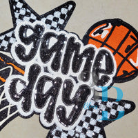 3Blues Designs |  3Blues Designs | XXL Basketball Game Day Checkered Iron-on Patch