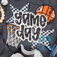 3Blues Designs |   XXL Basketball Game Day Checkered Iron-on Patch