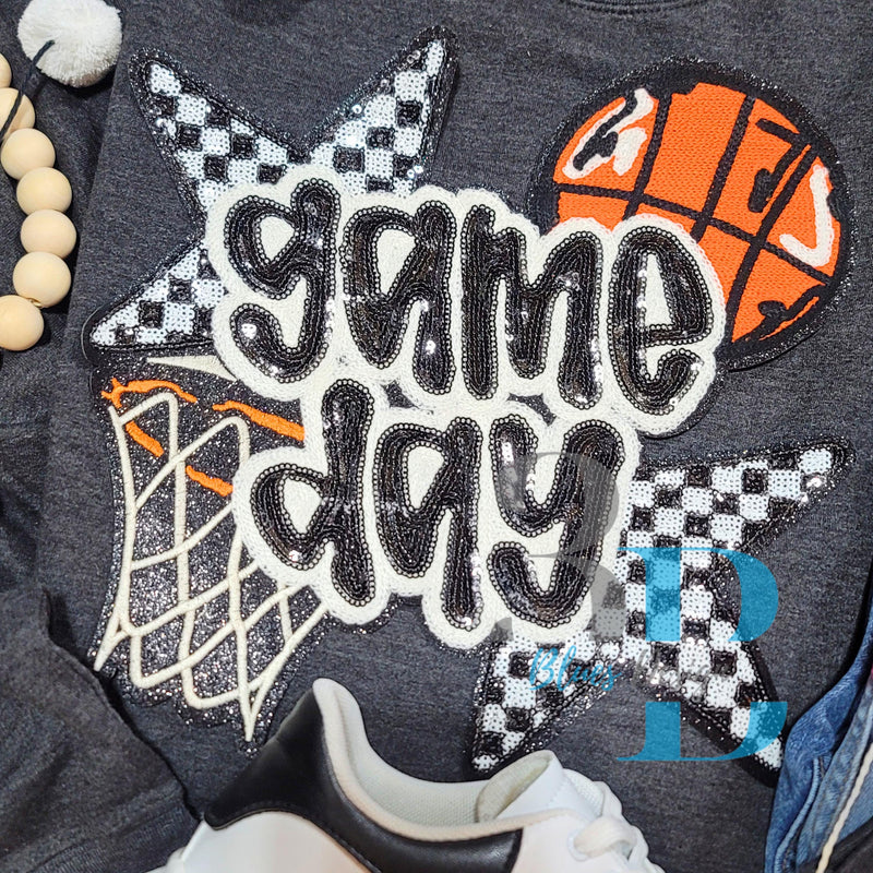 3Blues Designs |  3Blues Designs | XXL Basketball Game Day Checkered Iron-on Patch