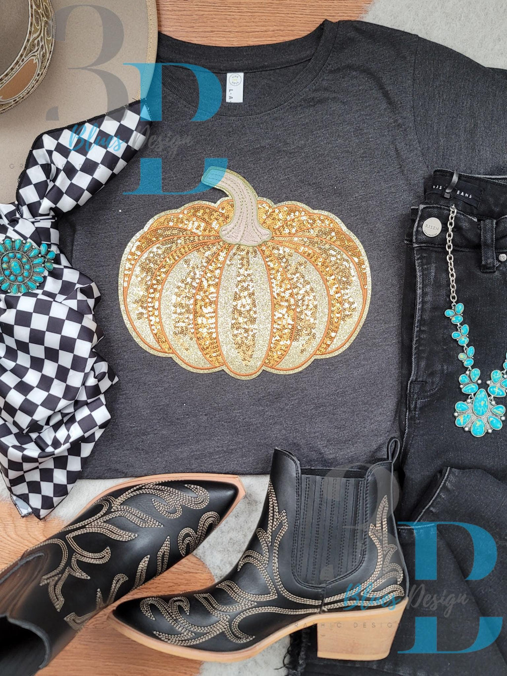 XL Pumpkin Sequin & Glitter Iron-on Patch