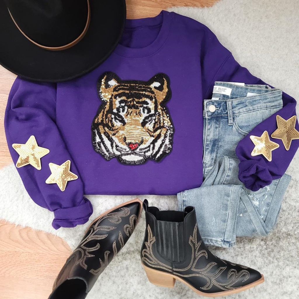 Hazel Blues® | Tiger Face Sequin Iron-on Patch