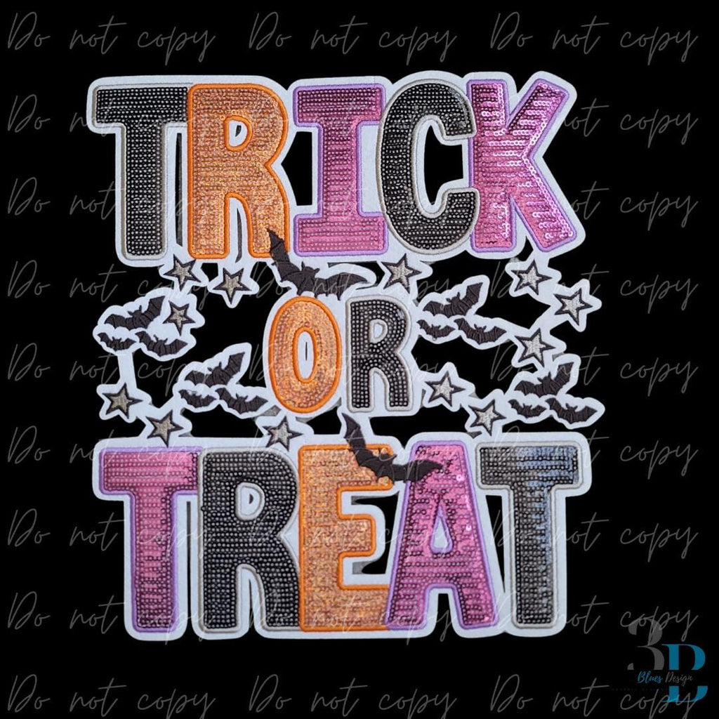 XL Trick or Treat Sequin | Halloween Iron-on Patch