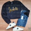 Jackets Script Gold with Black Trim Sequin Iron-on Patch