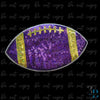Large Purple and Gold with Silver Trim Football Sequin Iron-on Patch