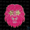 Hot pink Large Lion with Gold Stars Chenille Iron-on Patch