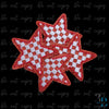 3" Checkered Glitter Red Star Iron On Patch: Game Day