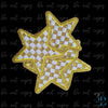 Checkered Glitter Star Iron on Patch - Embroidered Gold (3")