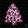Pink Leopard Chenille and Glitter Christmas Tree Iron on Patch