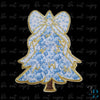 Blue and Gold Floral Embroidered Christmas Tree Iron-on Patch