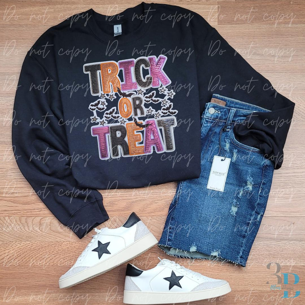 XL Trick or Treat Sequin | Halloween Iron-on Patch