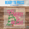 Faux Embroidered Merry & Bright | DTF Transfer Sheet Iron On