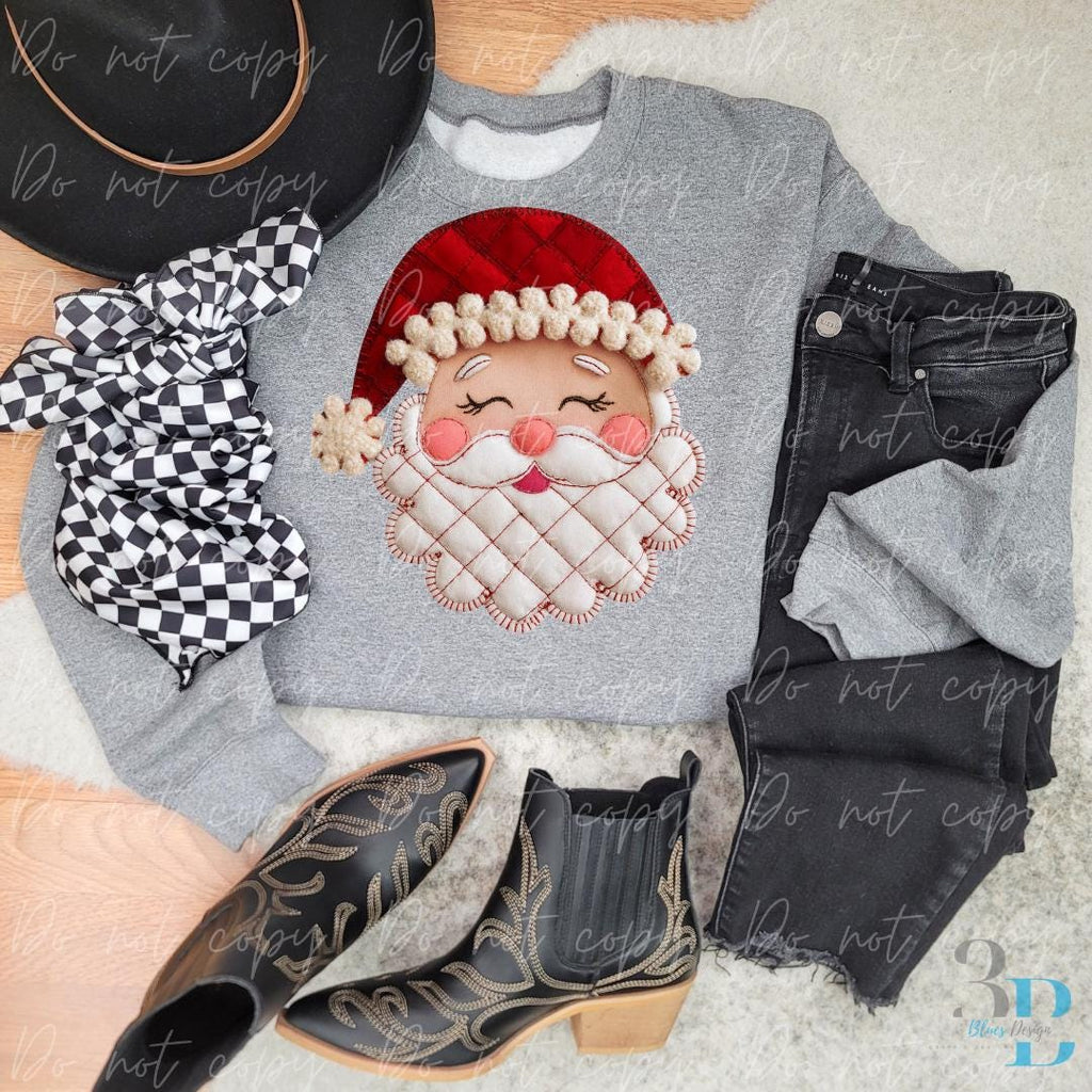 Faux Embroidered Santa | Christmas | DTF Transfer Sheet Iron On