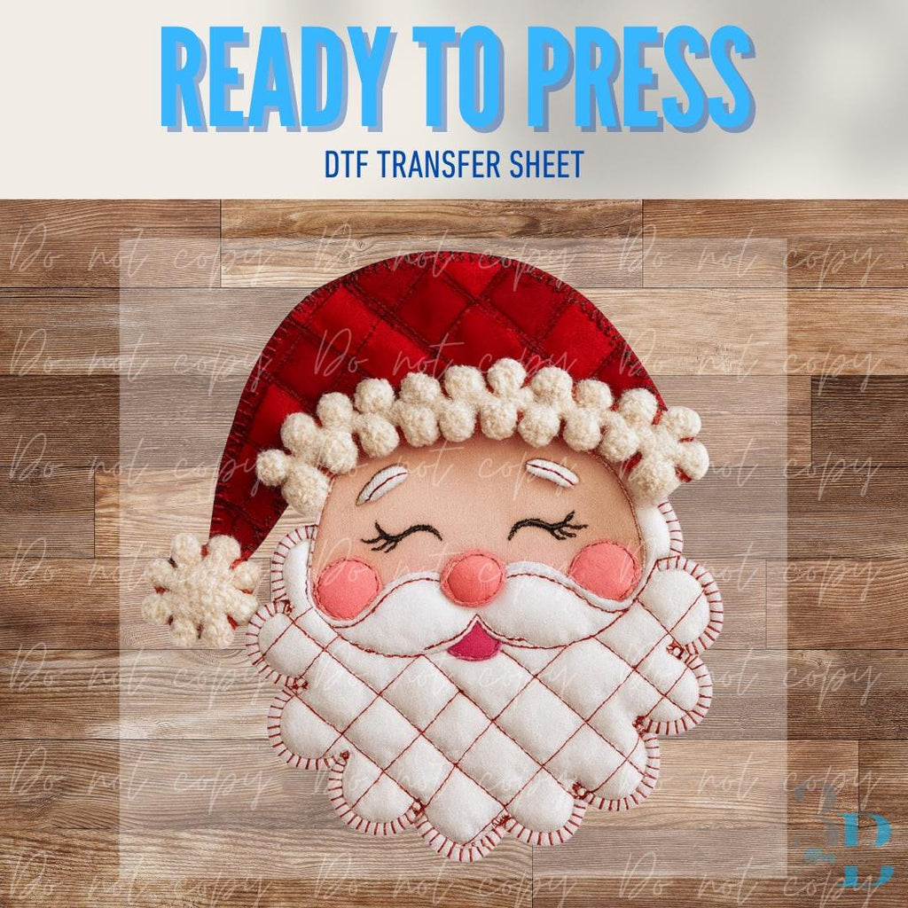 Faux Embroidered Santa | Christmas | DTF Transfer Sheet Iron On