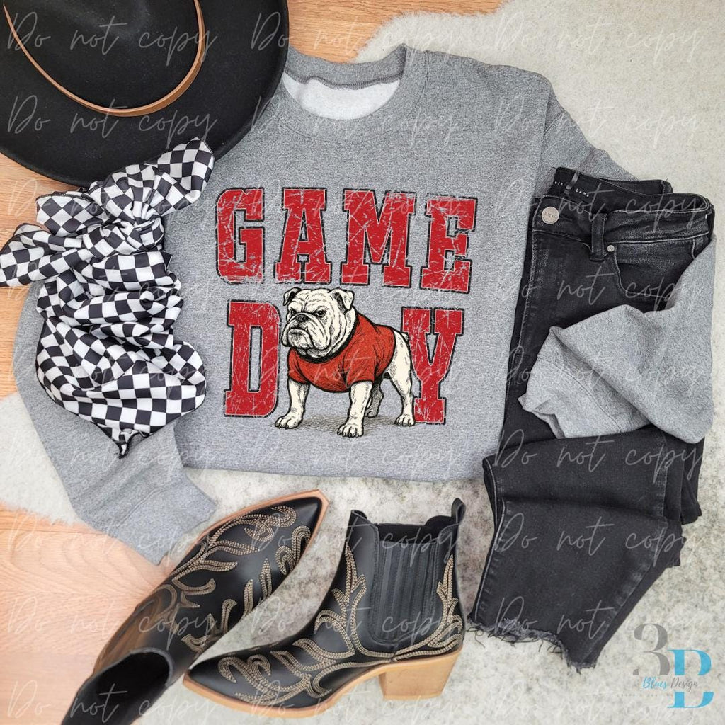 Bulldog Mascot PNG: College Football Game Day Distressed Graphic (Digital Download)