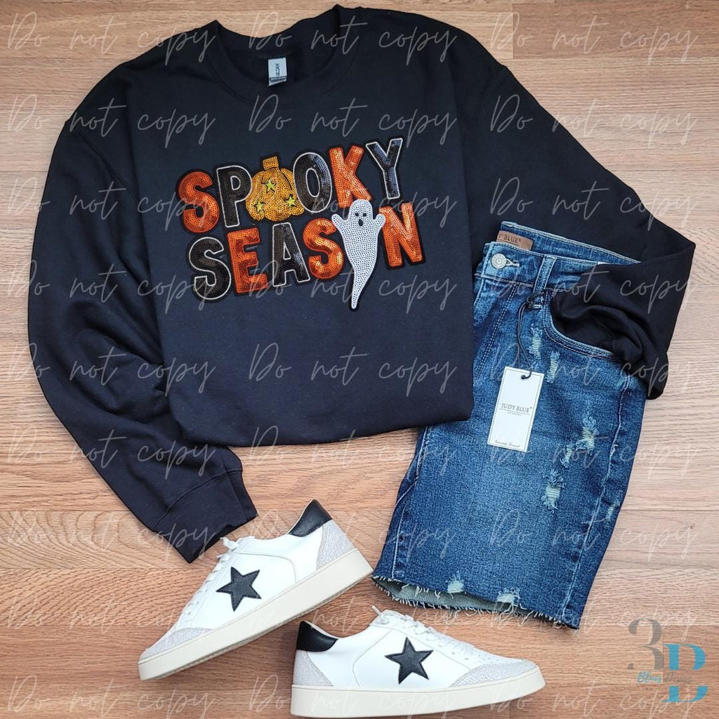 Spooky Season Ghost Pumpkin Stars Sequin | Halloween Iron-on Patch