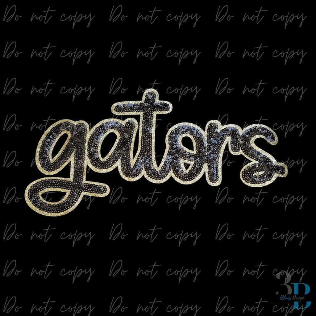 Gators Script Black & Gold Sequin Iron-on Patch