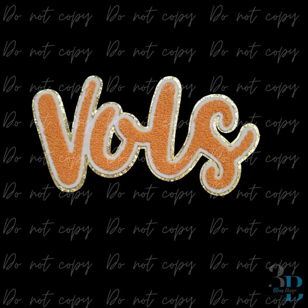 V O L S | Tennessee Chenille | College Mascot | Gold Trim Iron-on Patch