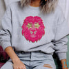 Hot pink Large Lion with Gold Stars Chenille Iron-on Patch
