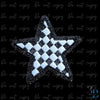 Checkered Glitter Black Star Patch - Embroidered Iron-On (3")