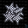 Checkered Glitter Black Star Patch - Embroidered Iron-On (3")