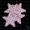 3" Checkered Glitter Pink Star Iron on Patch: Embroidered Game Day Decor
