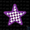 3" Checkered Glitter Purple Star Iron on Patch