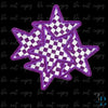3" Checkered Glitter Purple Star Iron on Patch