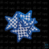 Checkered Glitter Blue Star Iron on Patch - Game Day Patch (3")