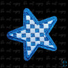 Checkered Glitter Blue Star Iron on Patch - Game Day Patch (3")