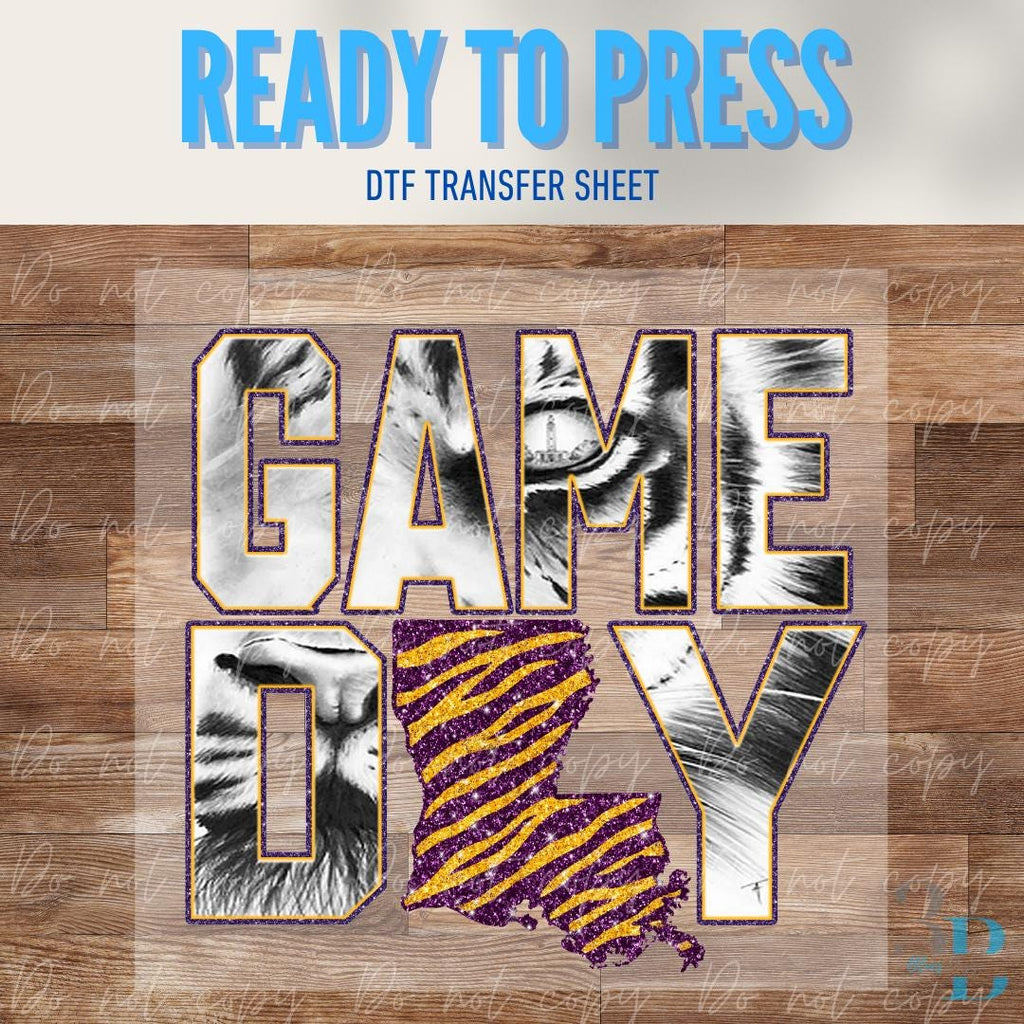 Tiger | Purple&Gold | Game Day | Louisiana | DTF Transfer Sheet Iron On