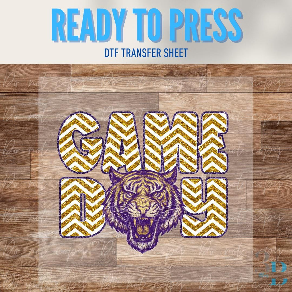 Tiger | Purple&Gold | Glitter Chevron | Game Day | Louisiana | DTF Transfer Sheet Iron On