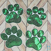 3" Sequin Green Paw w/White Iron-on Patch
