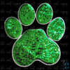 Large Sequin Green Paw w/Silver Iron-on Patch