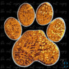 Large Sequin Orange Paw w/Silver Iron-on Patch
