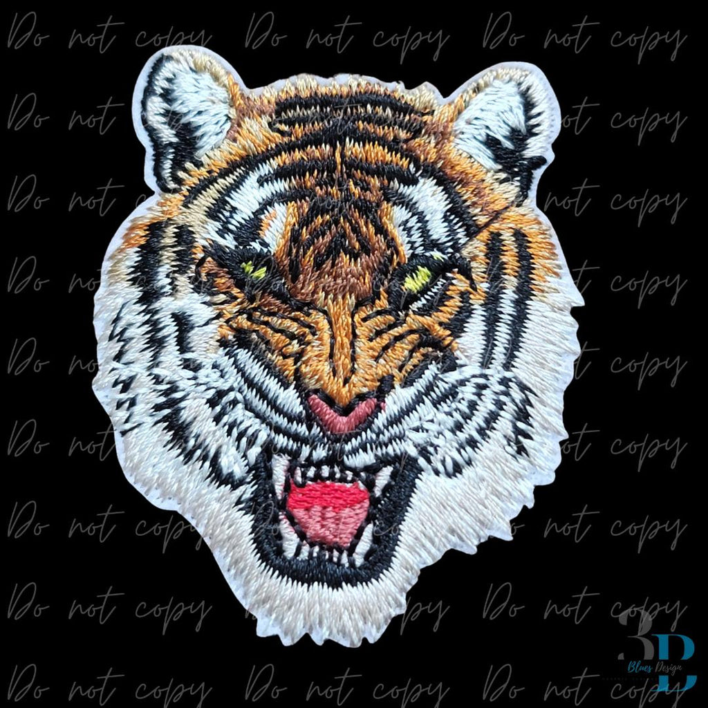 2” Roaring Tiger Patch: Embroidered Iron-On Patch