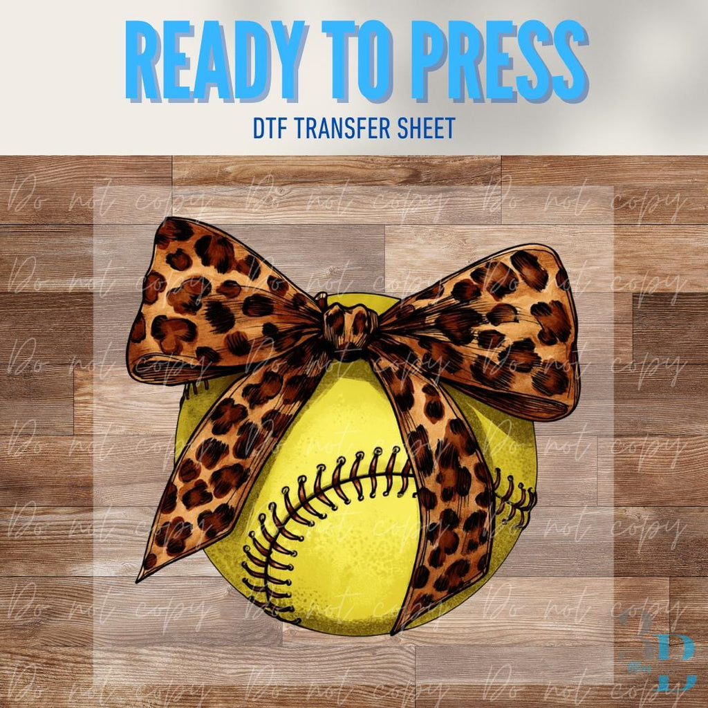 Leopard Bow Softball | Softball | Game Day | DTF Transfer Sheet Iron On
