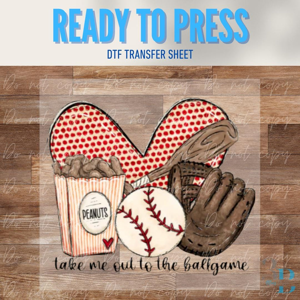 Take Me Out to the Ballgame | Baseball | Game Day | DTF Transfer Sheet Iron On