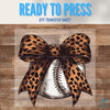 Leopard Bow Baseball | Baseball | Game Day | DTF Transfer Sheet Iron On
